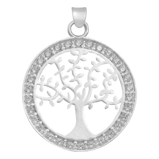 Dije Medalla Árbol De Vida Zirconias Mujer Regalo Plata 925 Blanco
