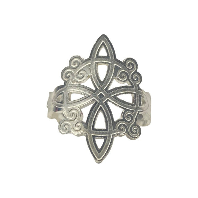 Anillo Ajustable Nudo De Bruja A Laser Plata Solida 925