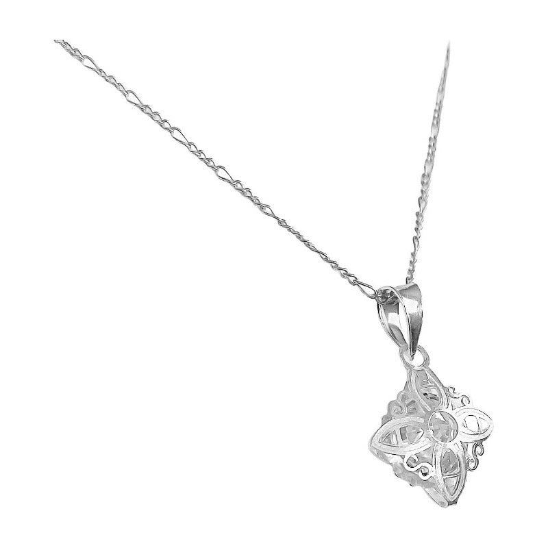 Collar Dije Nudo De Bruja Celta Con Zirconia Plata Ley S925