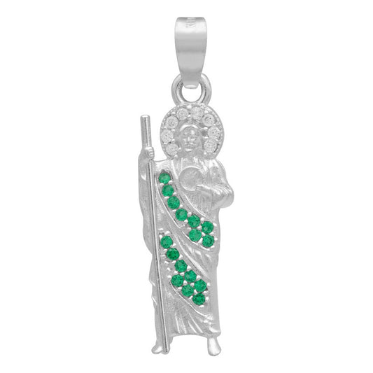 Dije San Judas Chico Hombre Mujer Regalo Plata 925 3 Cm Verde