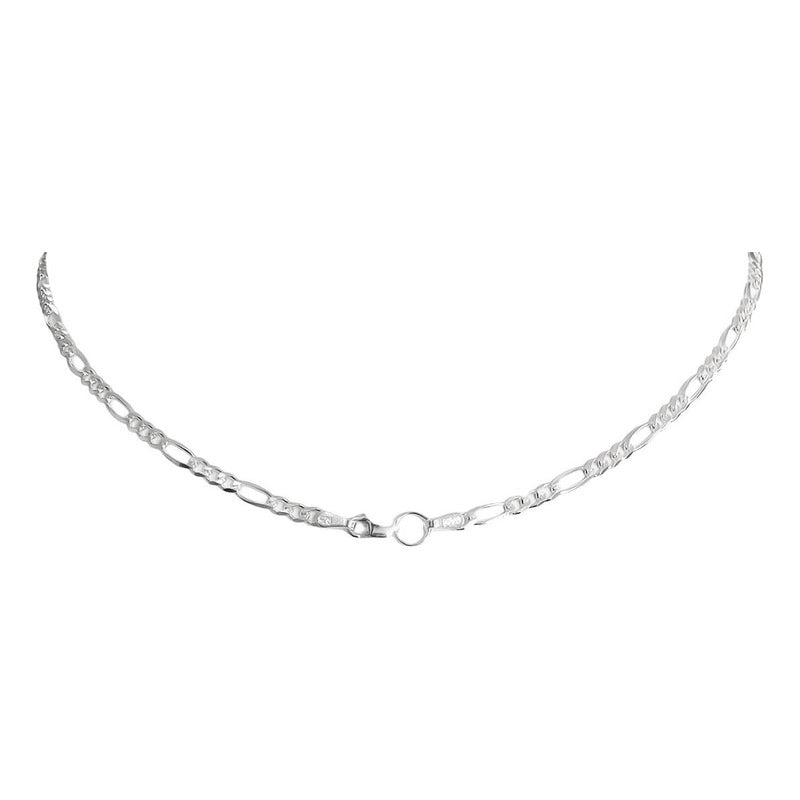 Cadena De Plata 925 Diamantada Mujer Fígaro 55 Cm X 3 Mm