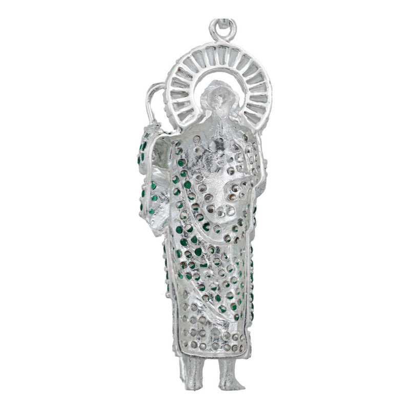 Dije Grande San Judas Zirconias Piedras Plata 925 7.8 Cm