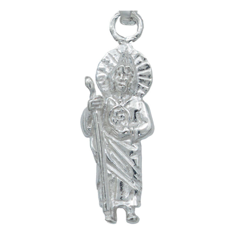 Collar San Judas Tadeo Chico Liso Plata Solida Ley 925
