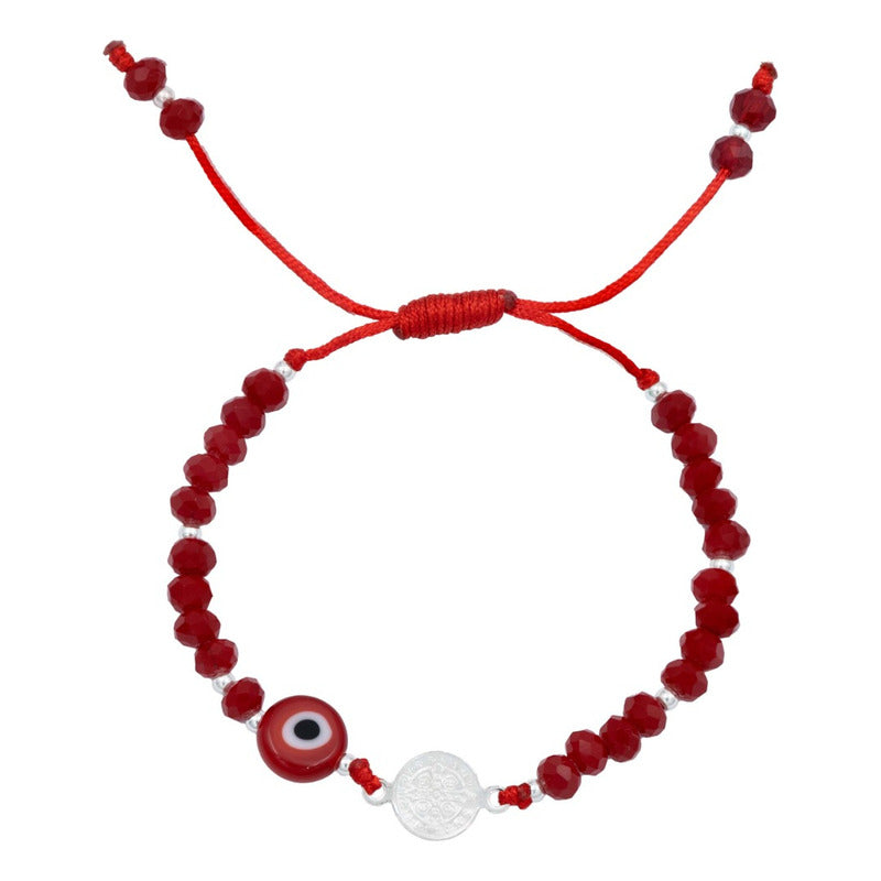 Pulsera Ajustable Niños Niñas Hilo Artesanal Ojo Plata 925