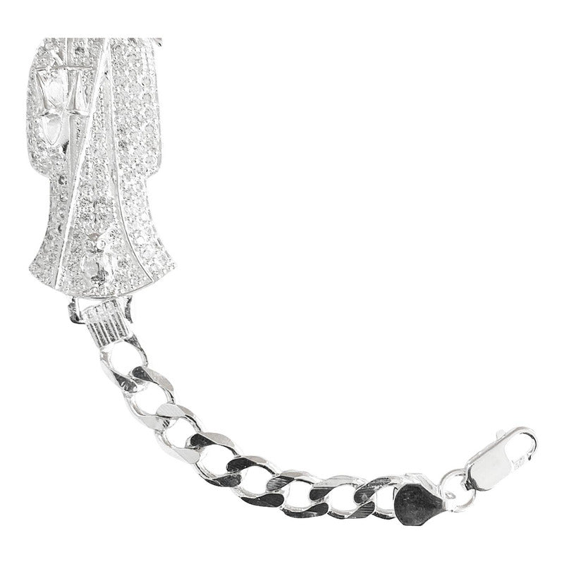 Pulsera Cuabana Santa Muerte Esclava Plata Ley 925
