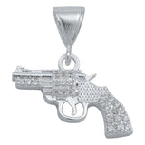 Dije Pistola Chica Revolver Zirconias Belico Plata 925
