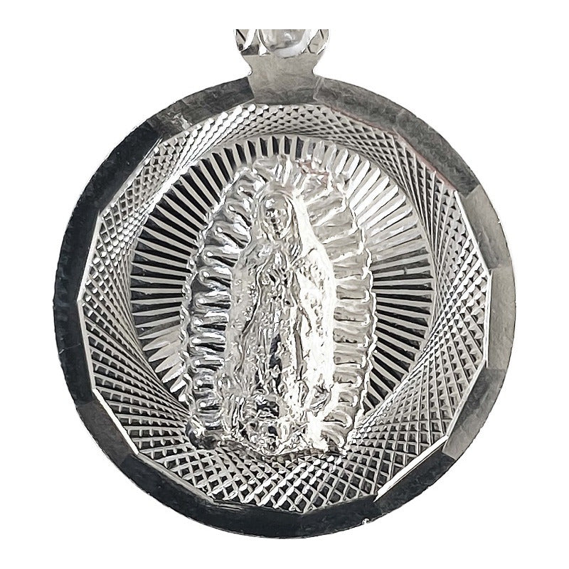 Medalla Diamantada Chic Torso Virgen Guadalupe Plata Ley 925 Plateado Chica