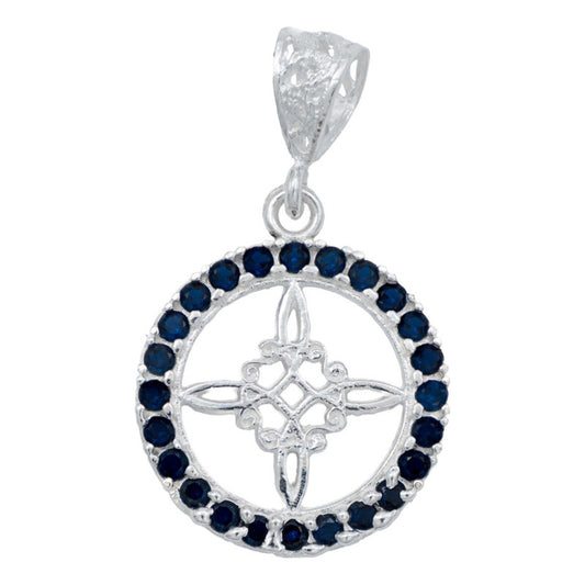 Dije Nudo De Bruja Contorno Zirconias Mujer Plata 925 2.2 Cm Azul