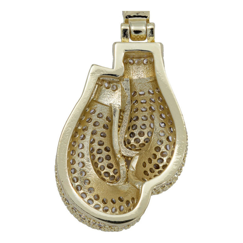 Dije Hombre Guantes Cruzados Hiphop + Cadena Chapa Oro 14k