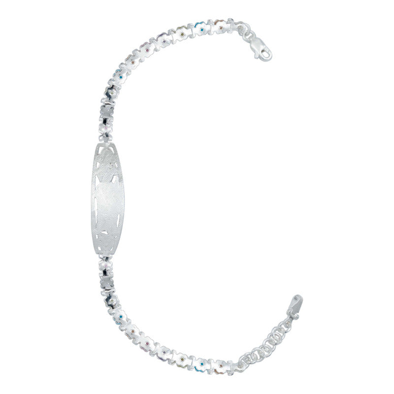 Pulsera Ajustable Dama Placa San Judas Grabado Plata Ley 925