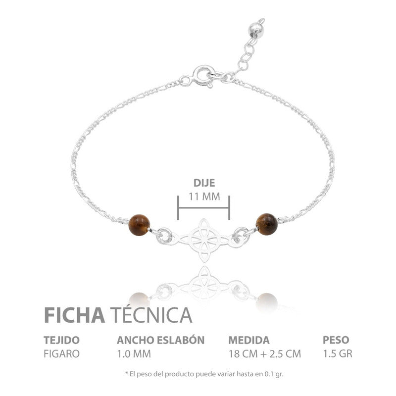 Joyaris Pulsera Nudo Bruja Figaro Plata 925 Mujer Ajustable Café