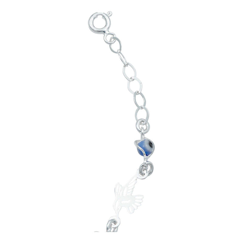 Pulsera Ajustable Colibri Ojo Turco Mujer Regalo Plata 925