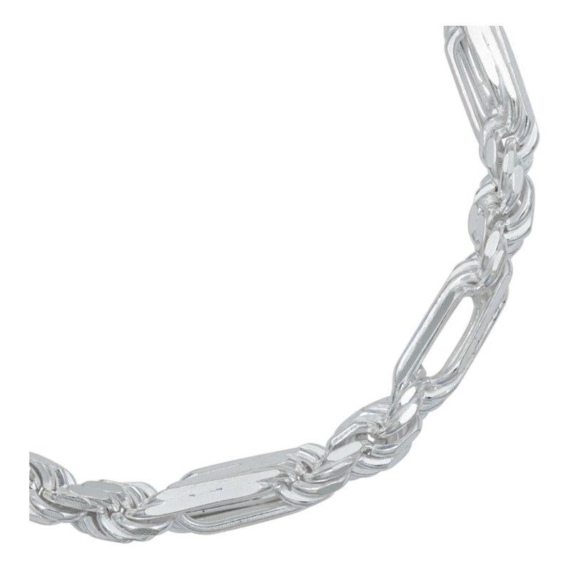 Pulsera Gruesa Torsal Figaro Hombre Plata Italy 925 6 Mm