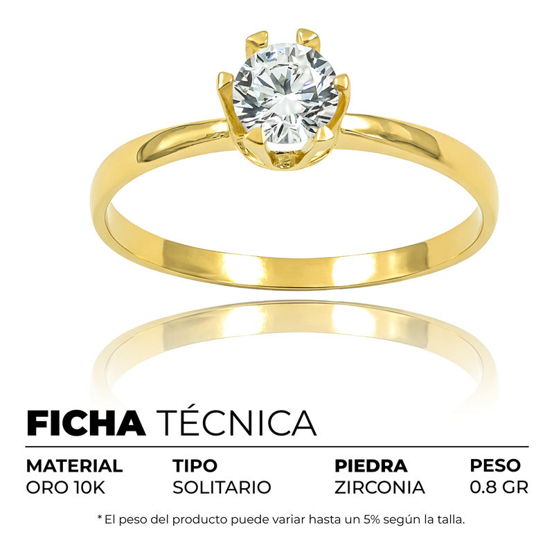 Anillo Promesa Matrimonio Compromiso Regalo Solitario Oro10k Dorado 8