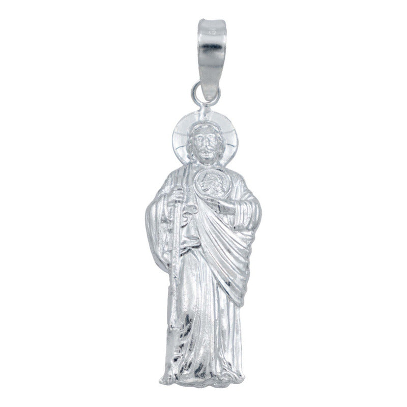 Dije Mediano San Judas Tadeo Troquelado Plata 925 4 Cm