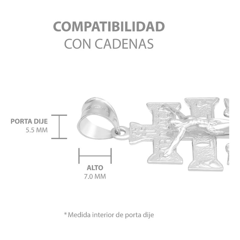 Dije Cruz Caravaca Troquelada Cristo Angeles Plata 925 4.5cm Plateado