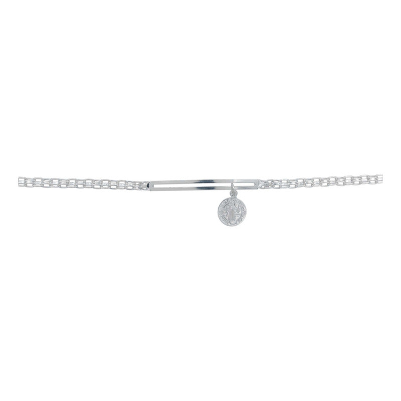 Pulsera Esclava Bismark Placa Colgante Movible Plata S925