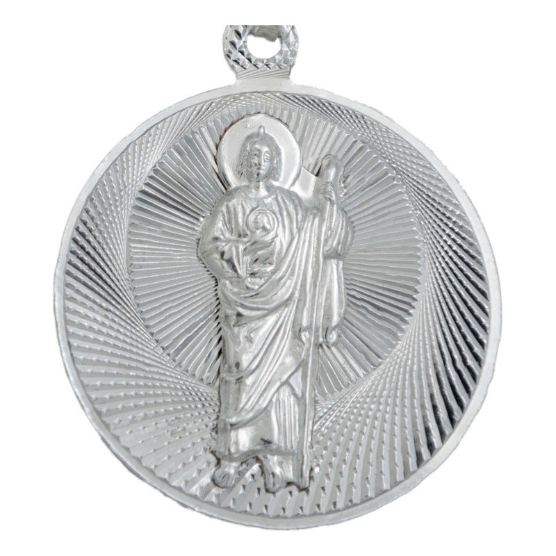 Dije Med Doble San Judas Virgen Guadalupe Plata 925 2.9 Cm Plateado