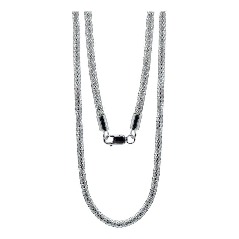 Cadena Tejido Malla Hombre Mujer Plata 925 60 Cm X 4 Mm