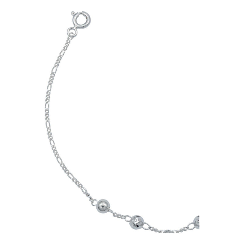 Pulsera Nudo De Bruja Ajustable Bolitas Figaro 3x1 Plata 925