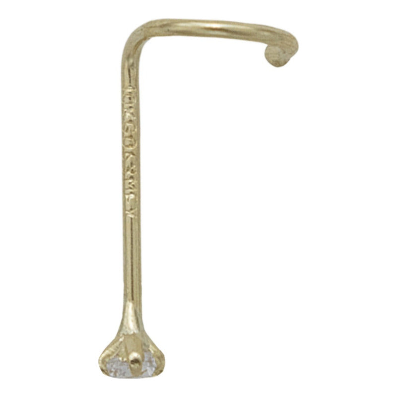 Piercing Nariz Zirconia Curvo Mini Perfo 100% Oro 10k 1.5 Mm Dorado
