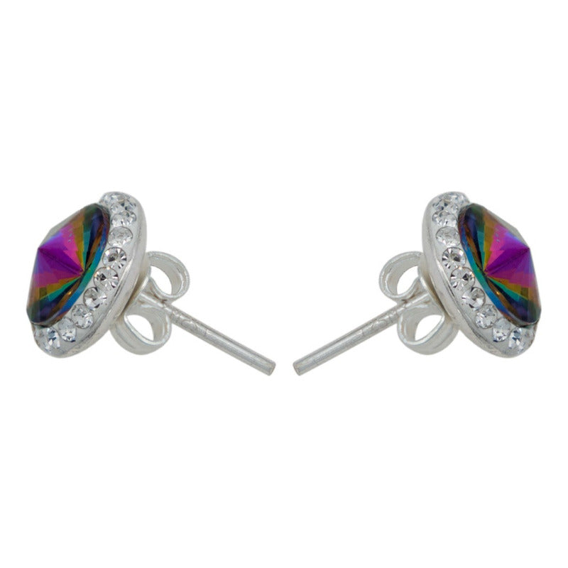 Juego Grande Cristal Dije Arete Cadena Mujer Regalo Plata925