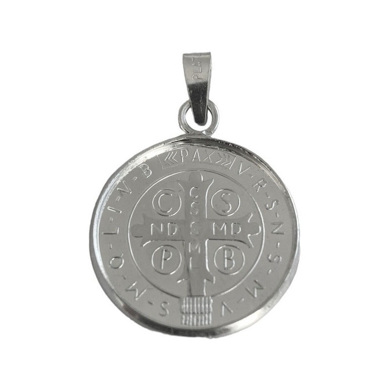 Dije Medalla San Benito Mediana Plata Pura Ley 999