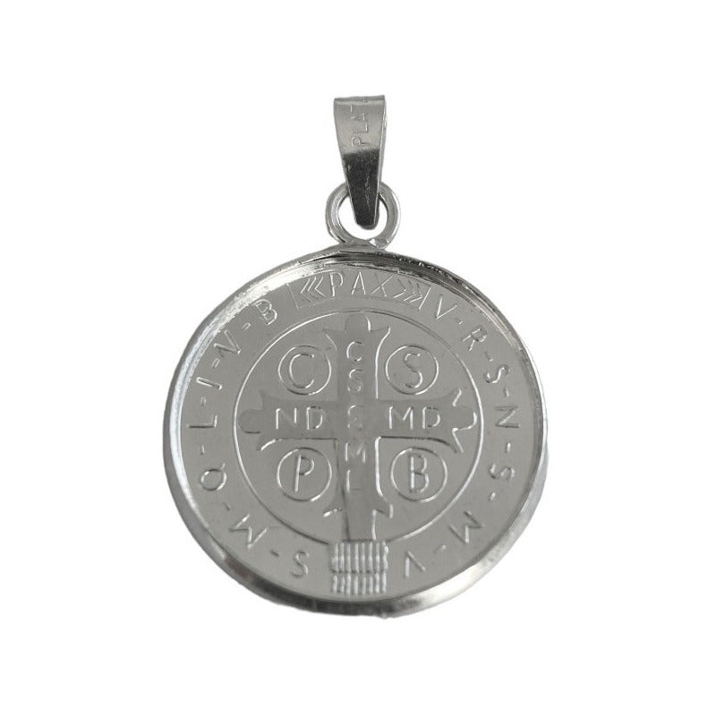 Dije Medalla San Benito Mediana Plata Pura Ley 999