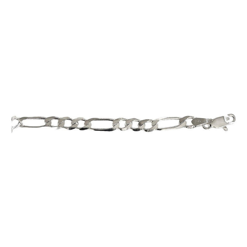 Esclava Hombre Pulsera Fígaro Plata 925 Placa Lisa 6 Mm