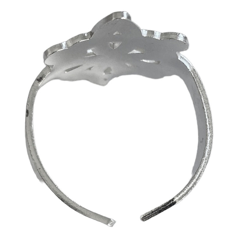 Anillo Ajustable Nudo De Bruja A Laser Plata Solida 925