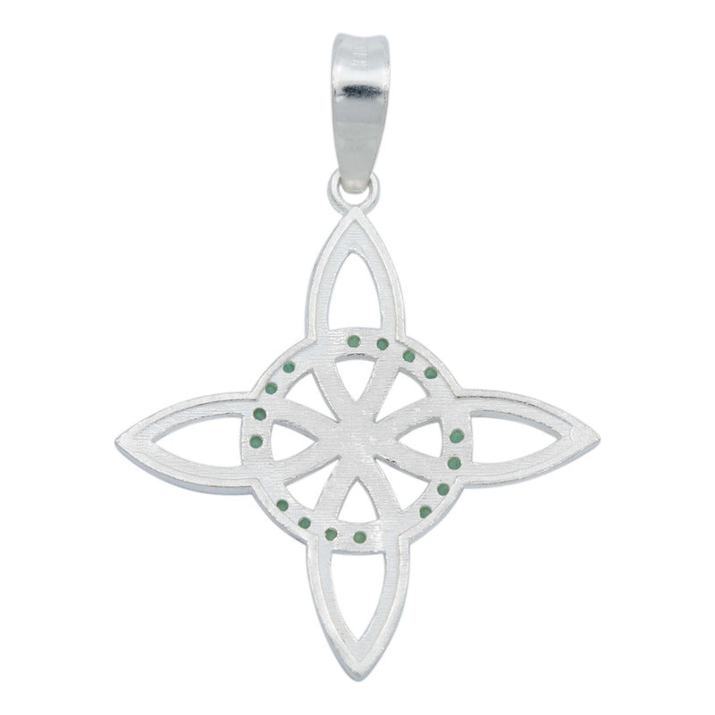 Collar Nudo De Bruja Celta Plano Zirconias Plata Ley S925