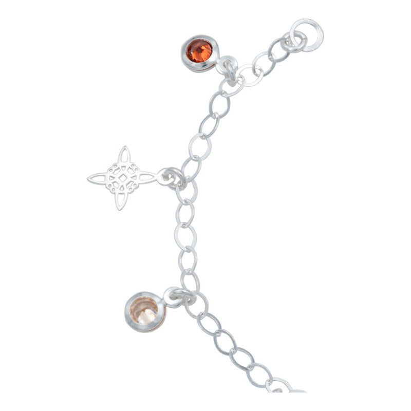 Pulsera Ajustable Nudo De Bruja Laser Zirconia Plata 925