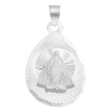 Dije Medalla Oval Diamanta Virgen Milagrosa Plata 925 1.4 Cm
