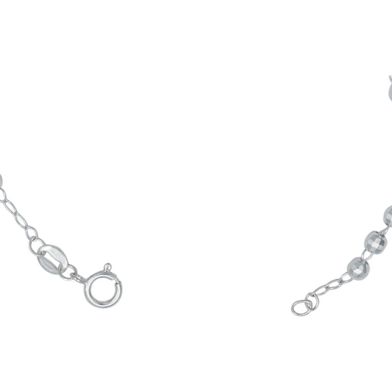Pulsera Para Niños Niñas Virgen Cruz Bolitas Plata 925