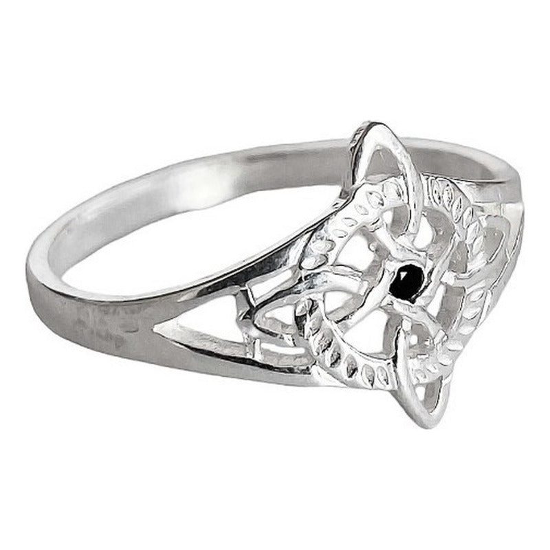 Anillo Nudo De Bruja Con Zirconia De Color Plata Solida 925