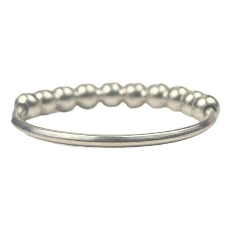 Anillo Antiestres Perlas Movibles Antiansiedad Plata 925