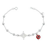 Pulsera Ajustable Nudo De Bruja Ojo Turco Bolitas Plata 925