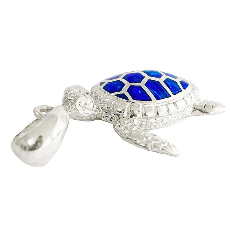 Dije Tortuga Con Piedra Natural Tallada De Plata Solida 925