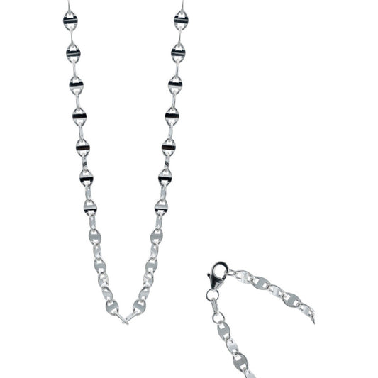 Cadena Marinera Encontrada Unisex Plata Italy 925 50cm X 4mm Plateado