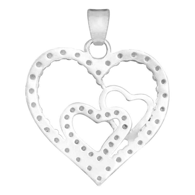 Dije Corazones Zirconias Amor Amistad Regalo Mujer Plata 925