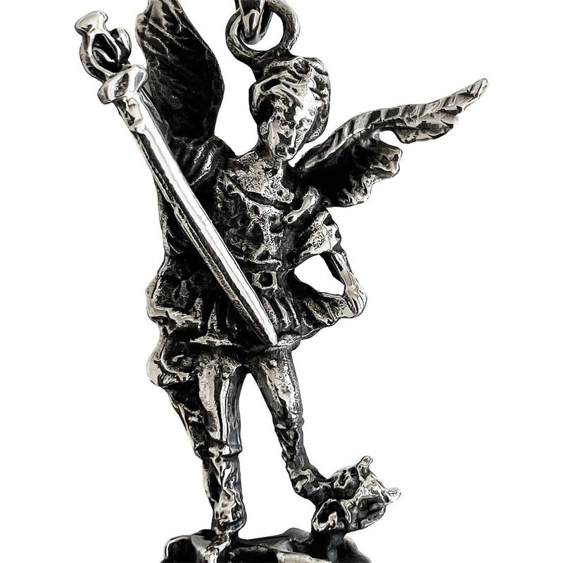 Dije San Miguel Arcangel Pavonado Relleno Plata Ley 925