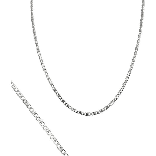 Cadena De Plata Ley .925 Marinera Grabada 40 Cm X 1 Mm Plateado