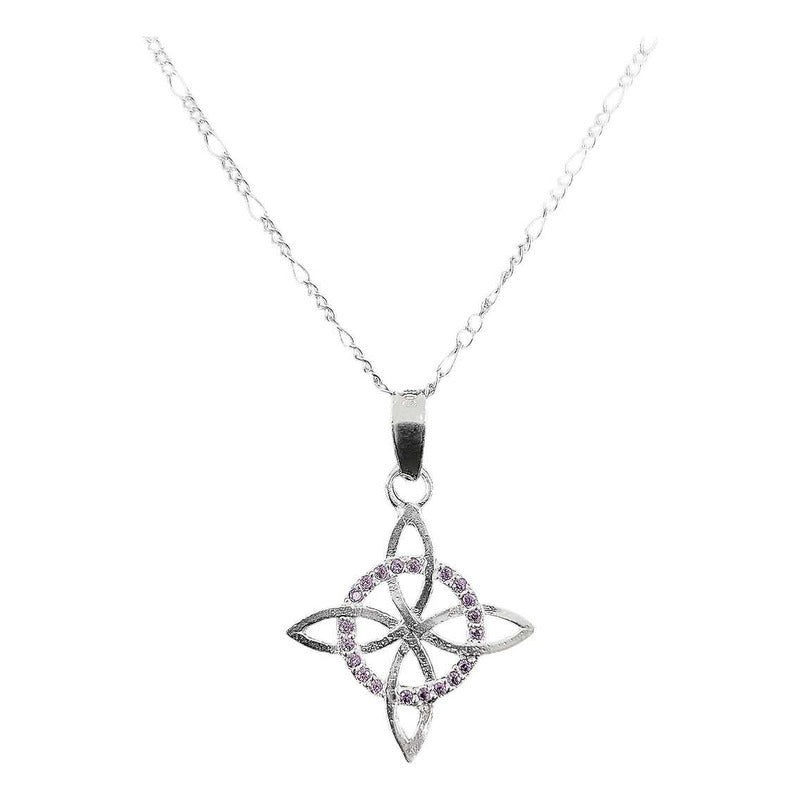 Dije Nudo De Bruja Plano Zirconias Chico Plata +cadena Plata