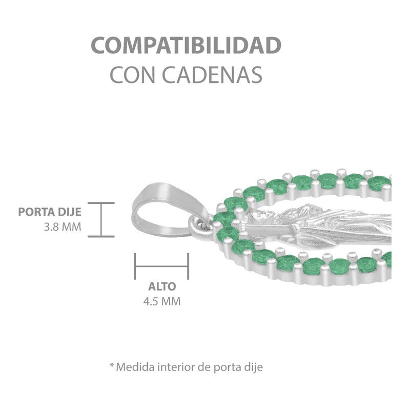 Dije San Judas Liso Borde Zirconias Unisex Plata 925 2.7 Cm