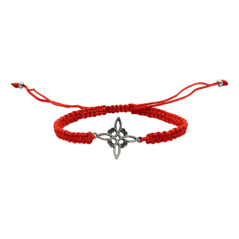 Pack 2 Piezas Pulseras Nudo De Bruja Artesanal Tejido Hilo Rojo 1 Cm 1 Cm