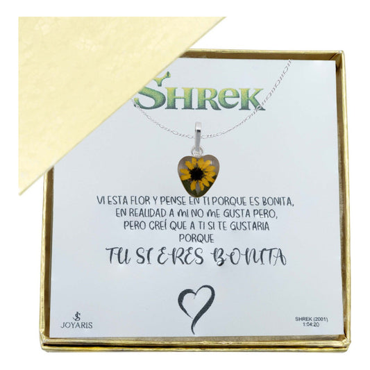 Shrek Mini Collar Girasol Encapsulado Amor Regalo .925 Corazón