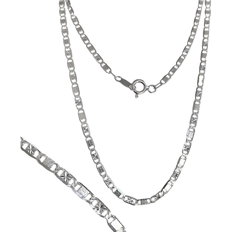 Cadena De Plata 925 Marinera Estrella Diamantada 45cm X 2mm