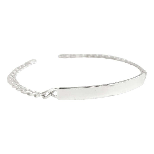 Pulsera Esclava Barbada Cubana Placa Plata Ley S925 5 Mm