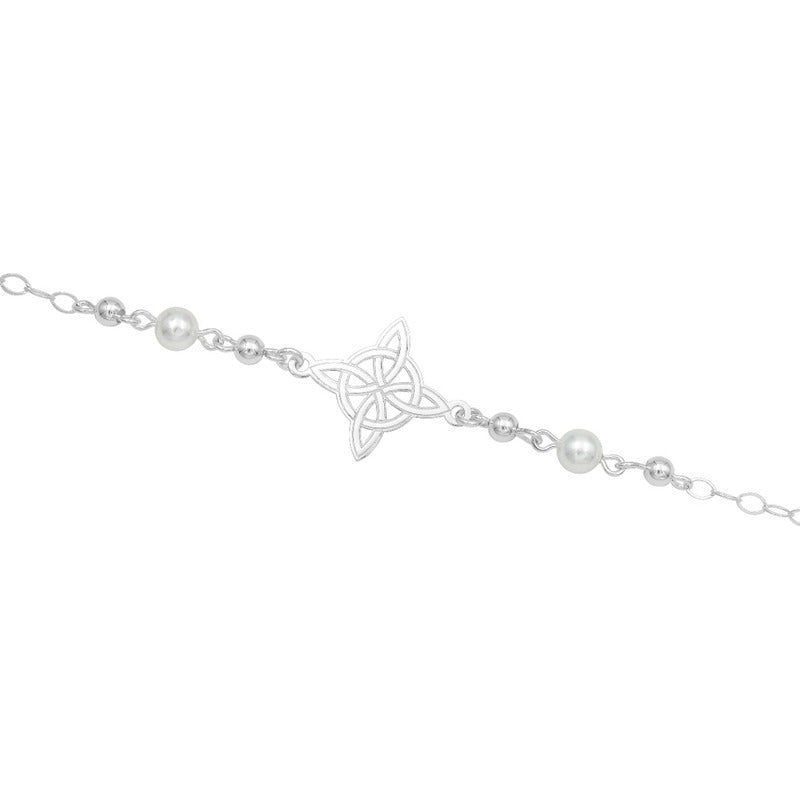 Pulsera Ajustable Mujer Nudo De Bruja Laser Bolas Plata 925 Blanco 6 Cm 20 Cm