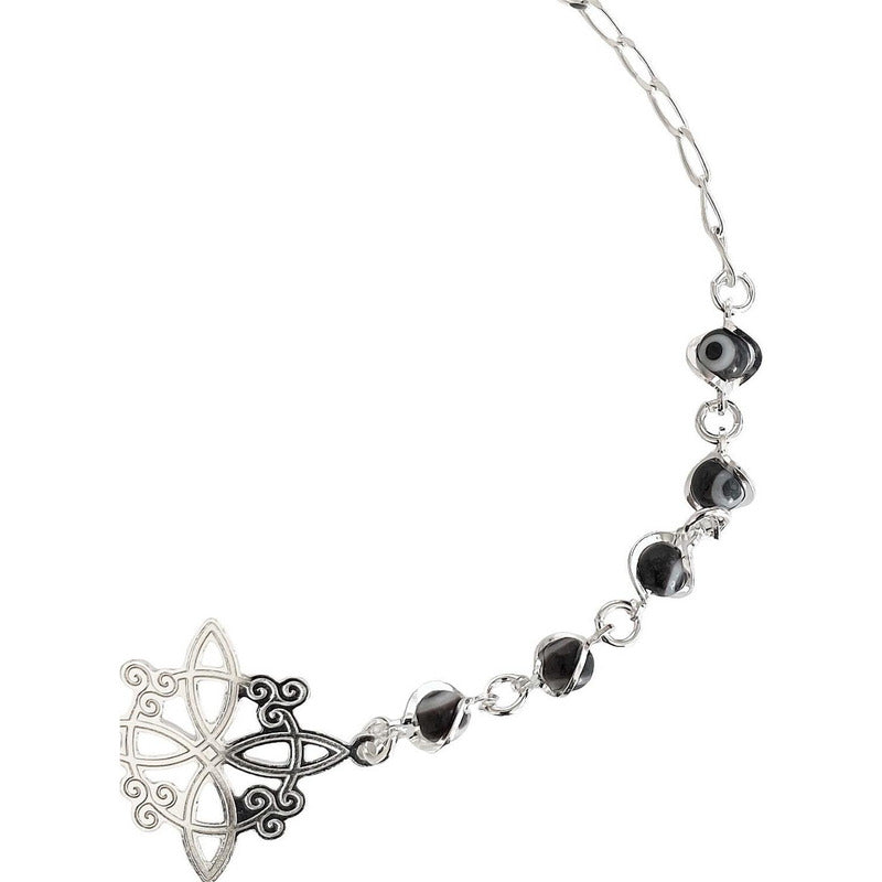 Pulsera Ajustable Nudo De Bruja A Laser Ojo Turco Plata 925